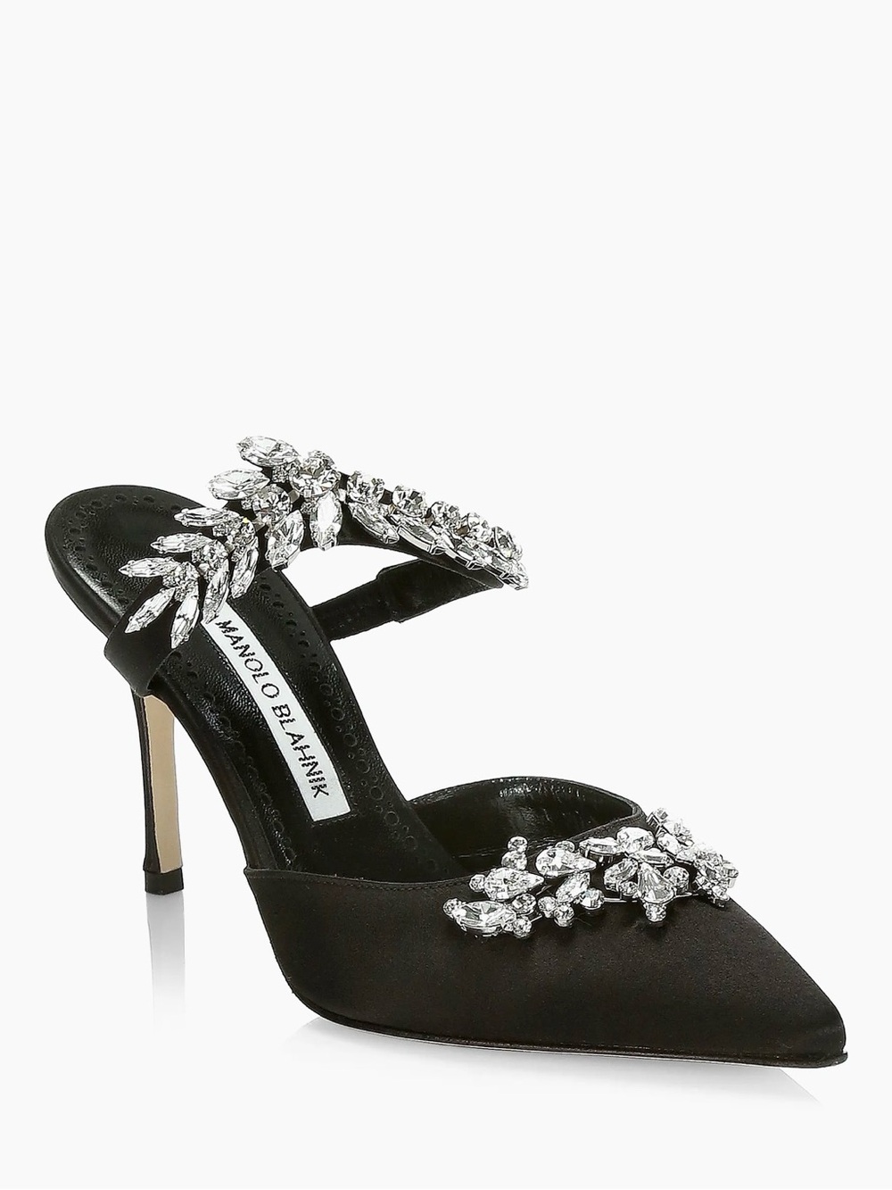 $1625 Manolo Blahnik
Lurum 90MM Embellished Satin Mules size 34.5
